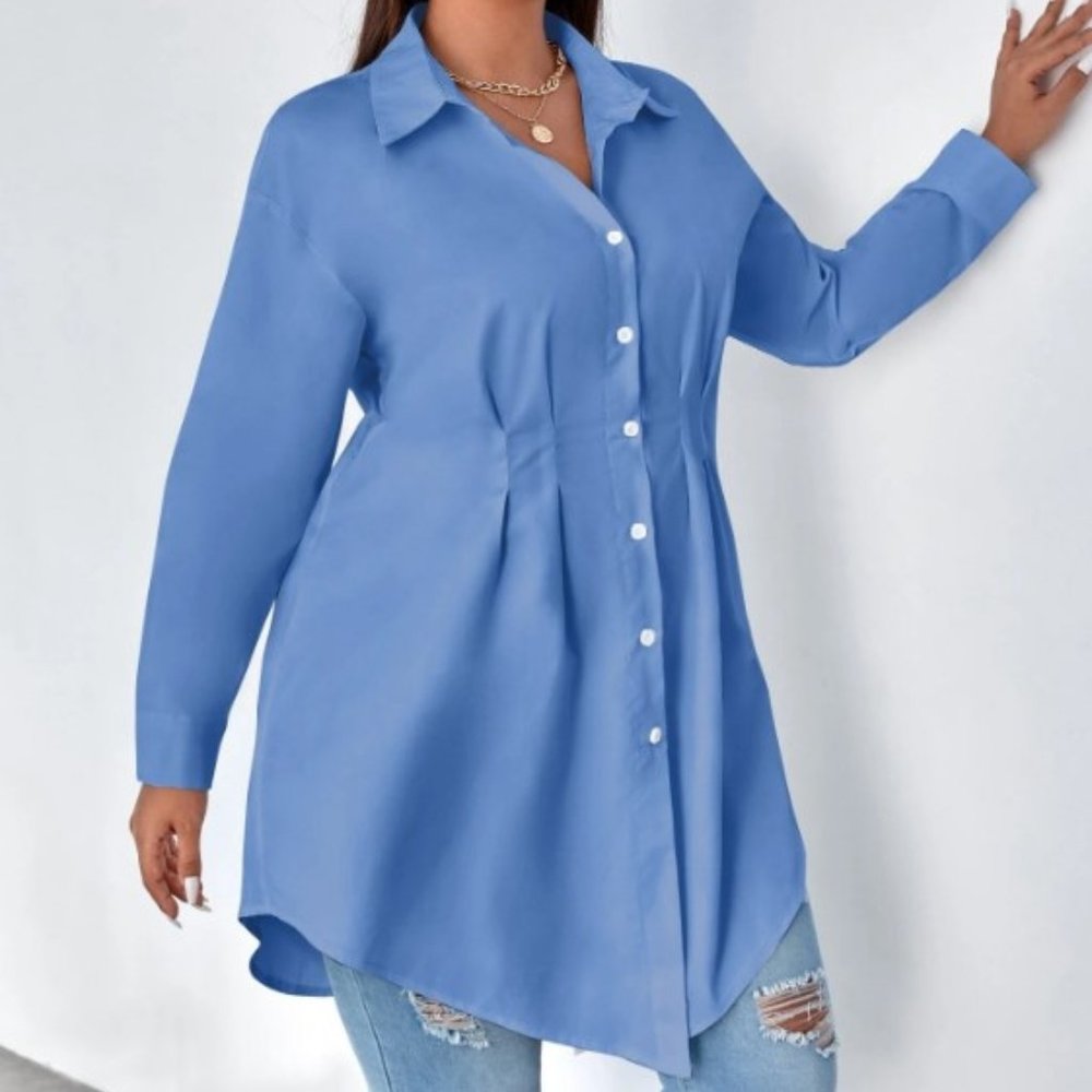 SHEIN Unity Plus Plicated Detail Drop Shoulder Shirt